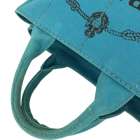 528295AY (L4) Prada Hand Bag Blue Canvas - Picture 5 of 13